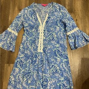 Lilly Pulitzer Blue and White Floral Dress